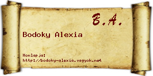 Bodoky Alexia névjegykártya